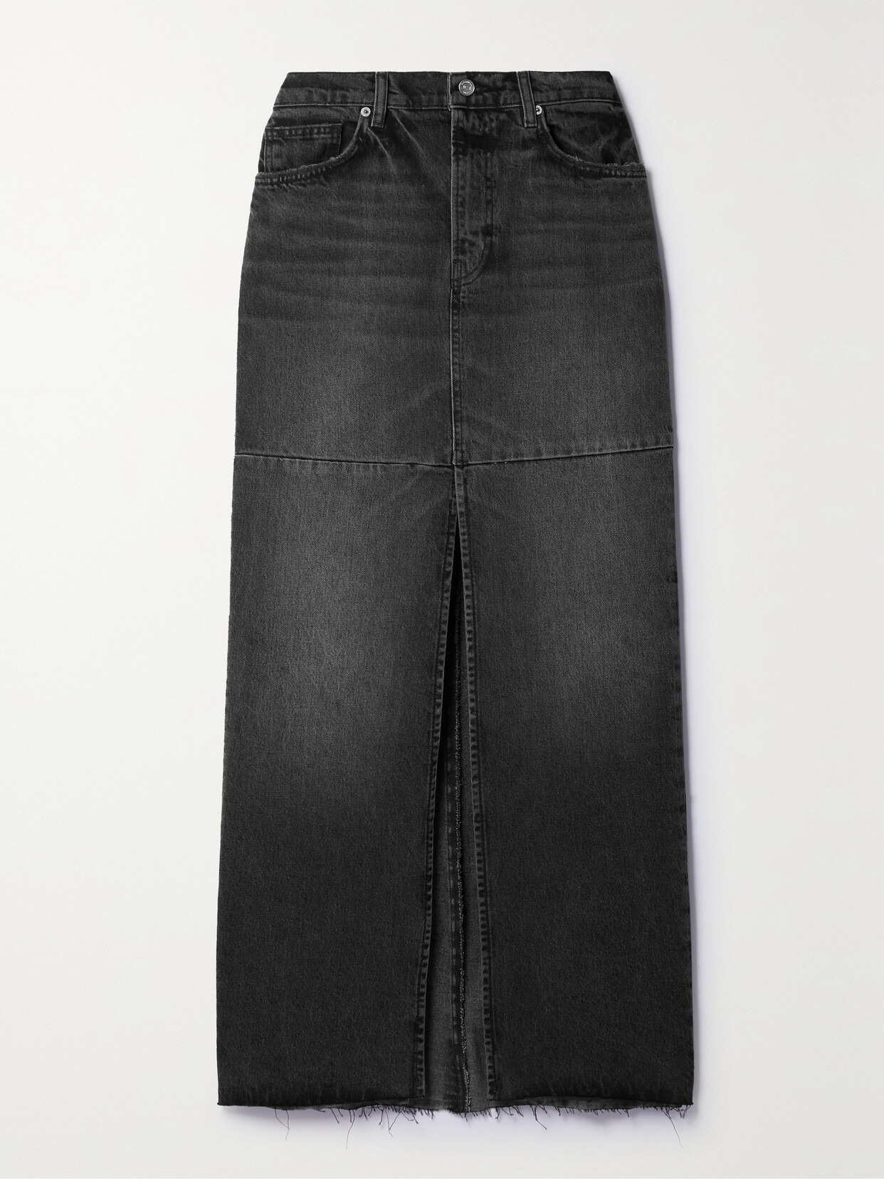 REFORMATION TAZZ PANELED ORGANIC DENIM SKIRT