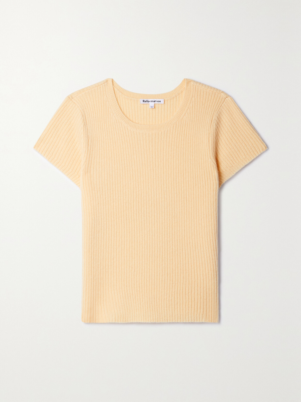 Reformation Teo Ribbed Recycled Cashmere-blend T-shirt