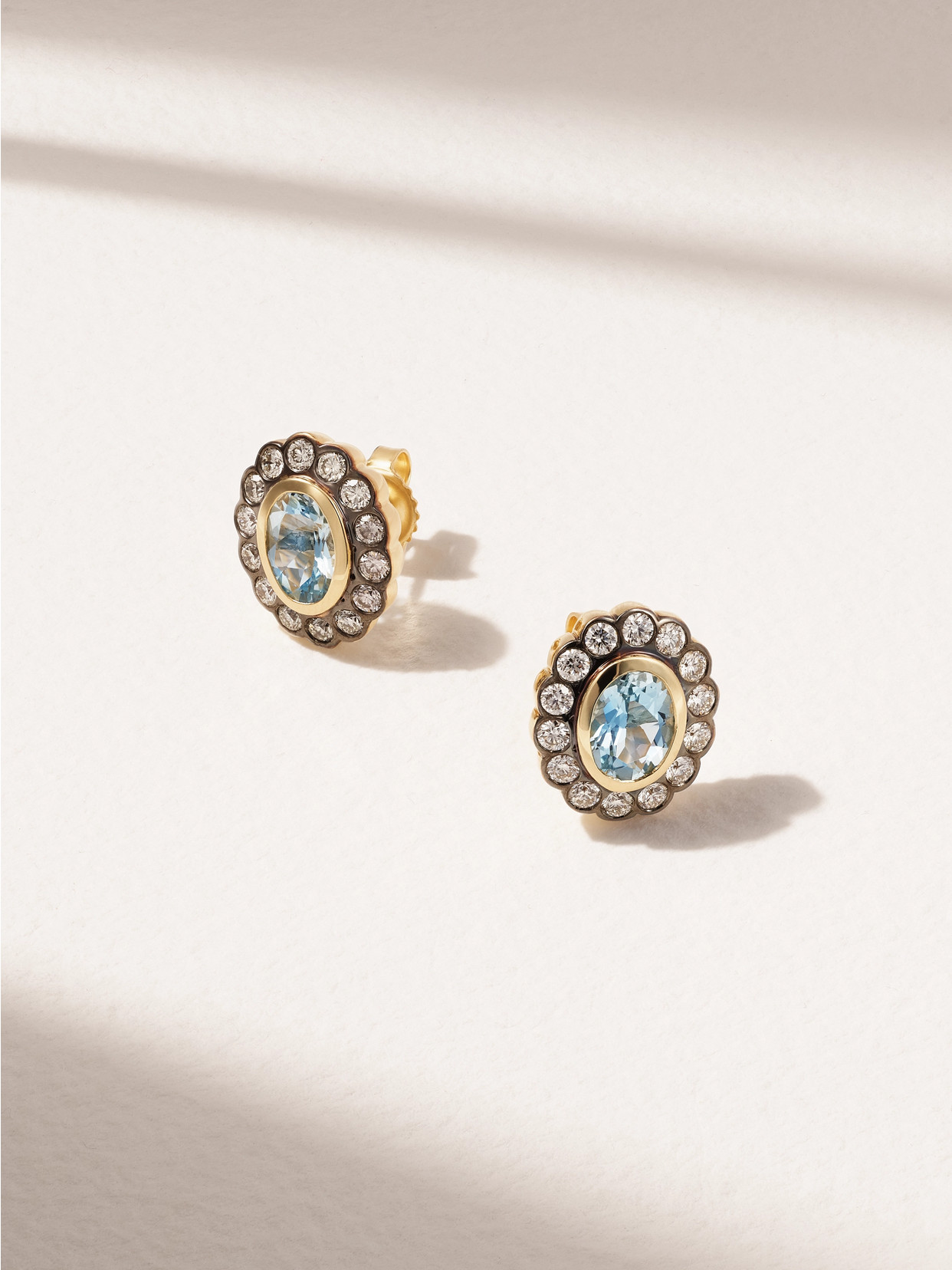 Marlo Laz Lexi 14-karat Yellow Gold, Aquamarine And Diamond Earrings