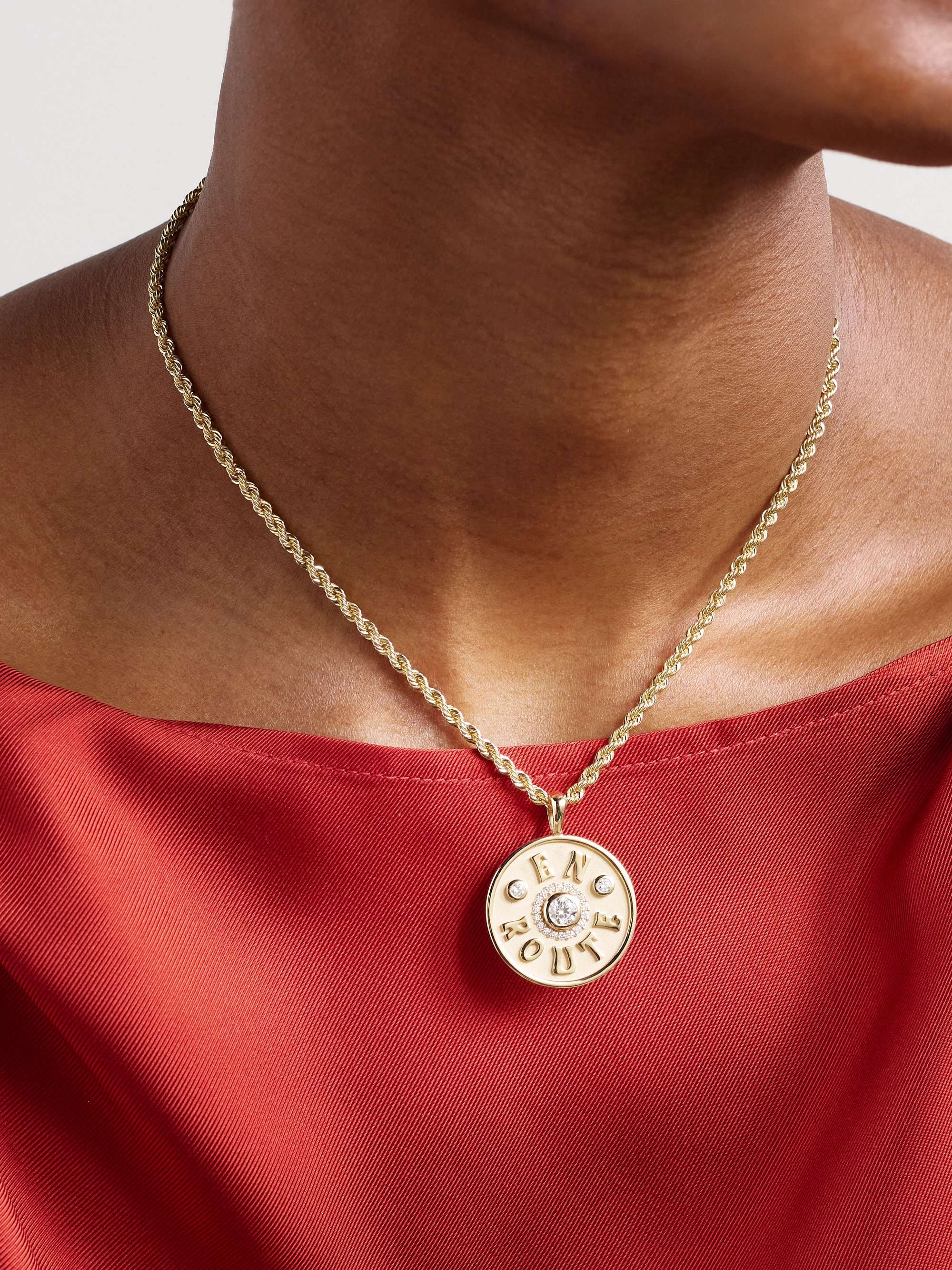 MARLO LAZ En Route large 14 karat gold diamond necklace NET A PORTER