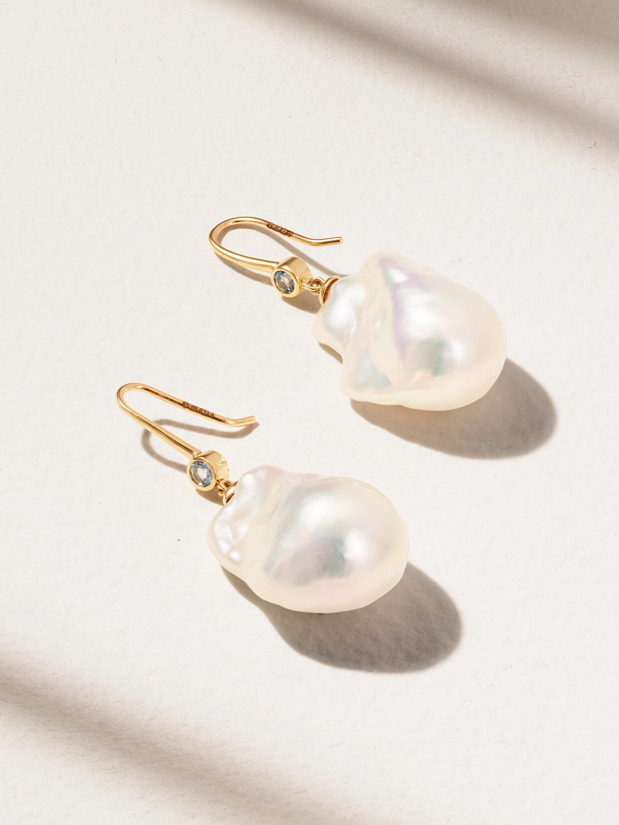 Marlo Laz 14-karat Gold, Aquamarine And Pearl Earrings