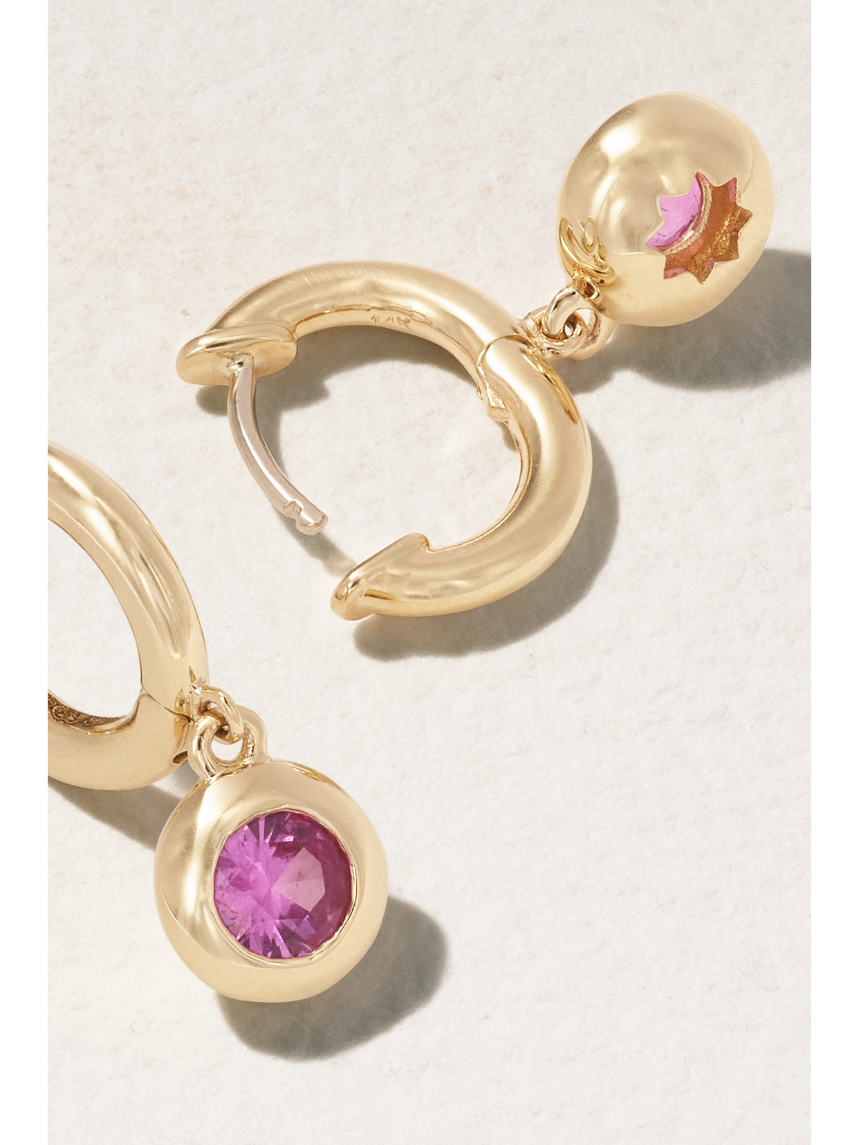 Marlo Laz Gemma Dangle 14-karat Gold Sapphire Hoop Earrings In Gold