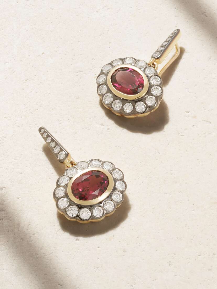 Marlo Laz Lexi 14-karat Gold, Rhodolite And Diamond Earrings