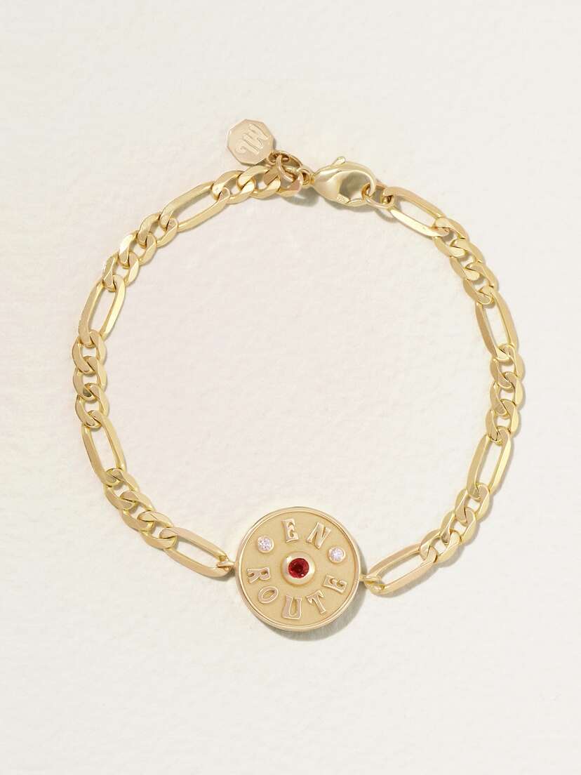 Marlo Laz Mini En Route 14-karat Gold, Tourmaline And Diamond Bracelet