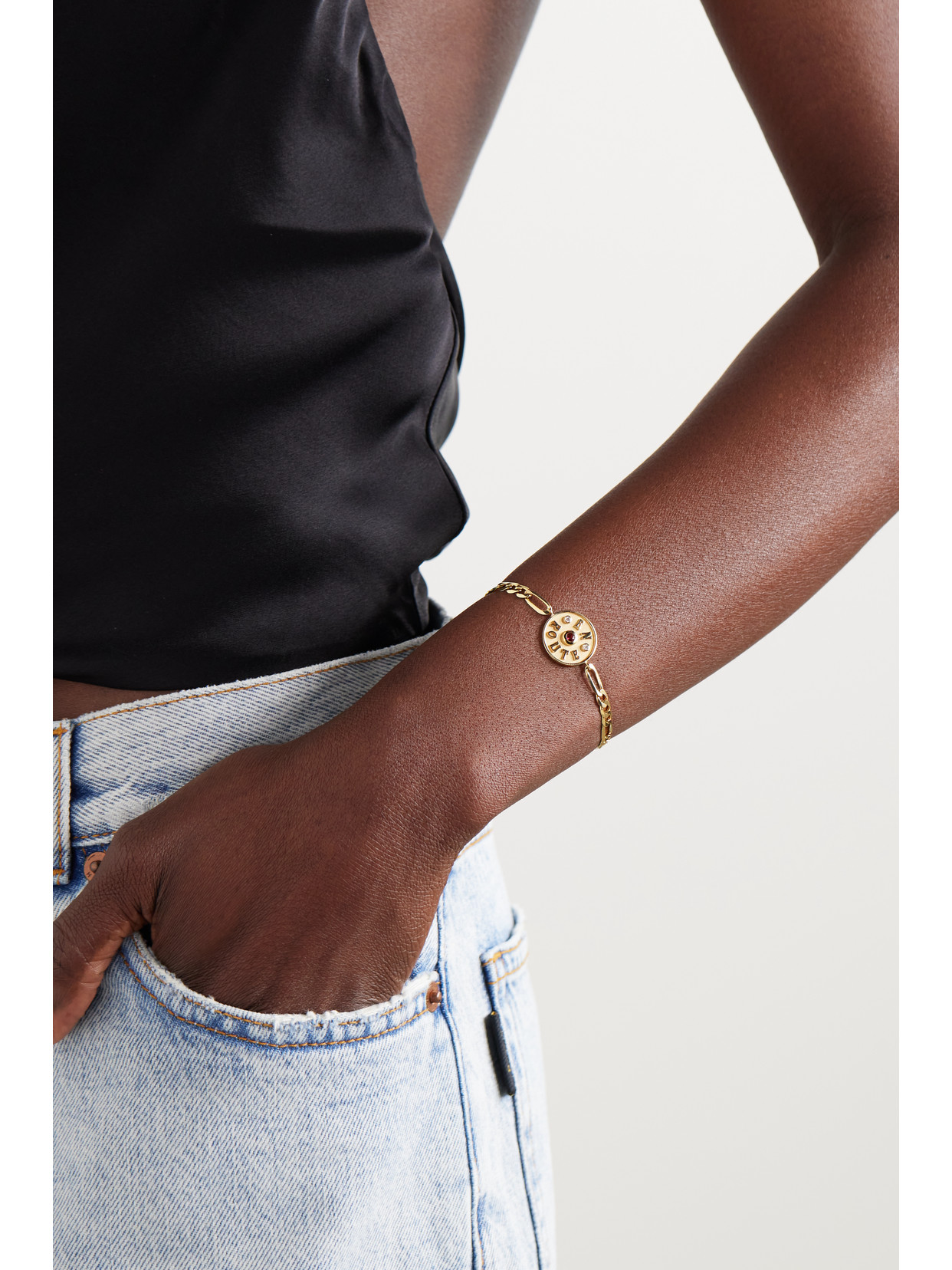 Marlo Laz Mini En Route 14-karat Gold, Tourmaline And Diamond Bracelet In Gold