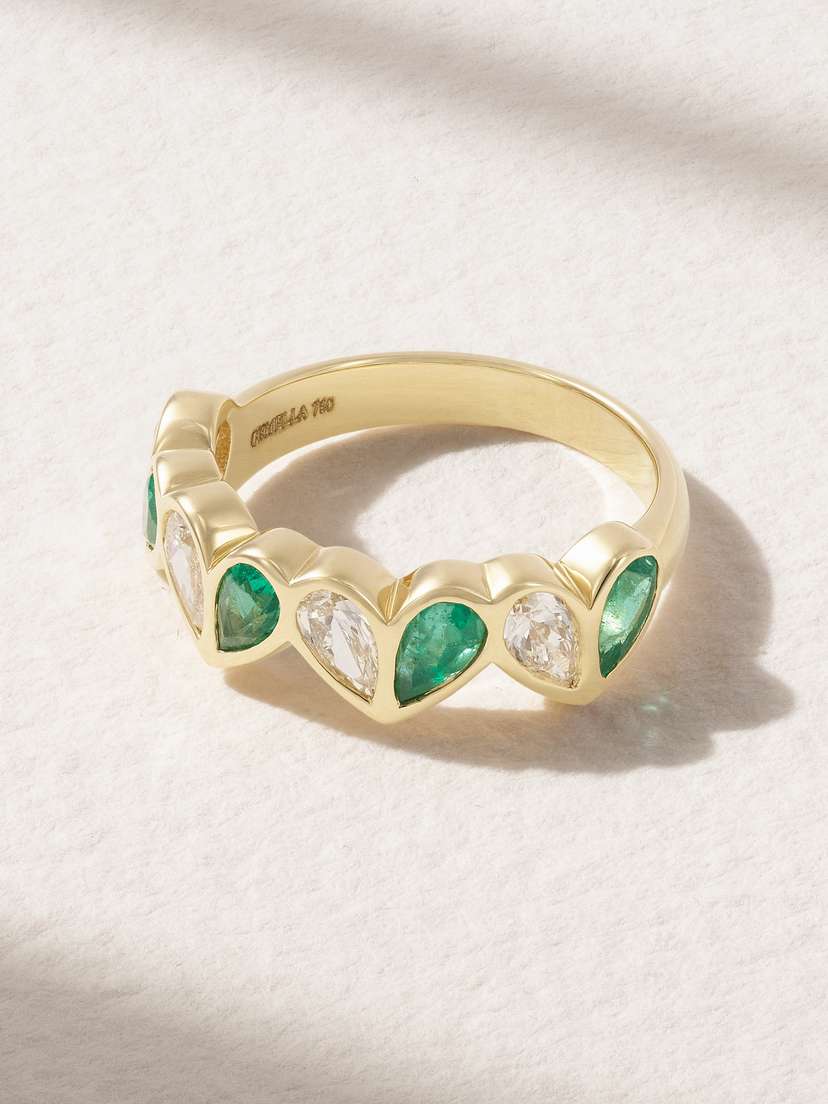 Gemella Sweetheart 18-karat Gold, Diamond And Emerald Ring
