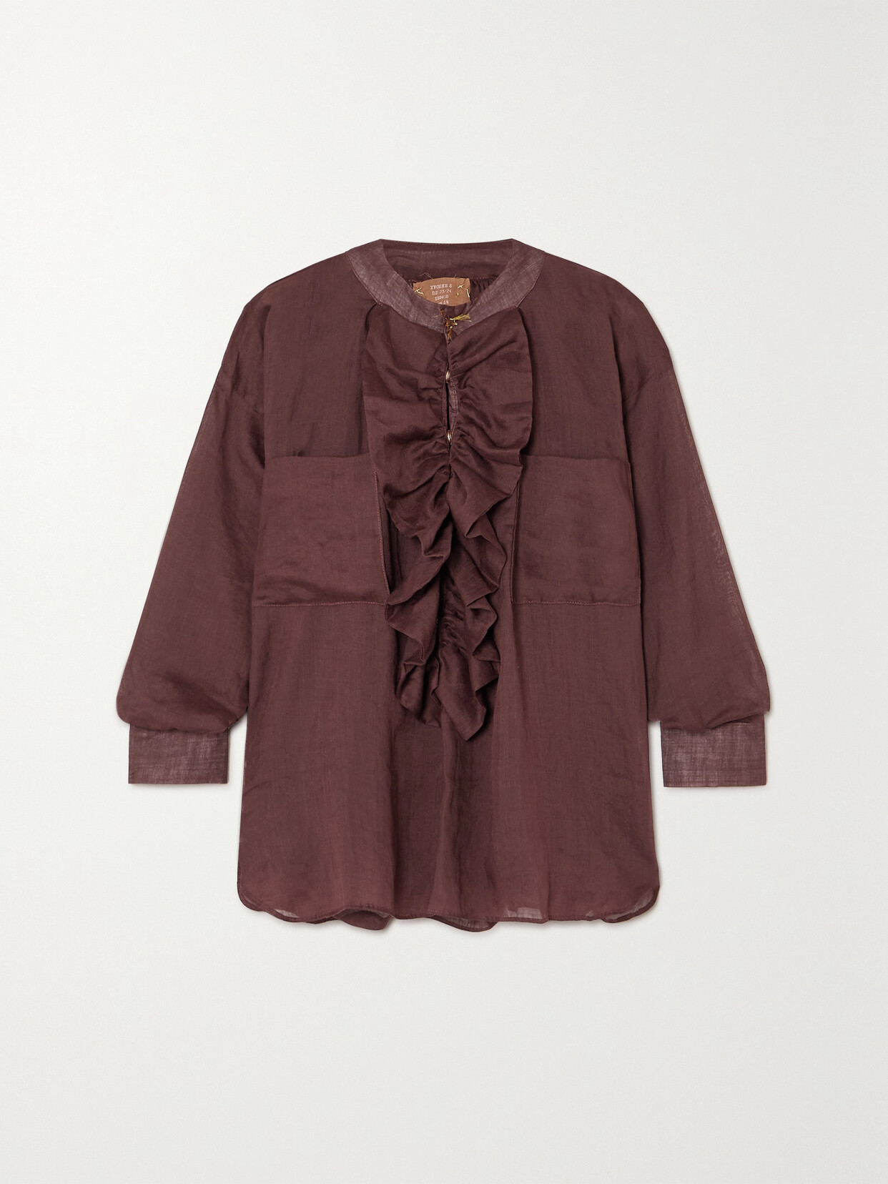 Yvonne S + Net Sustain Ruffled Linen Blouse In Purple