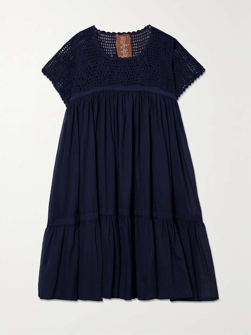 Yvonne S + Net Sustain Wind Crochet And Cotton-voile Mini Dress