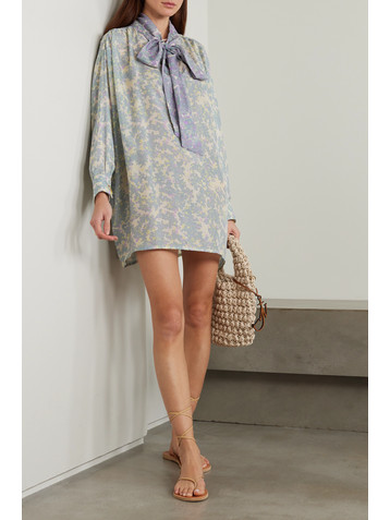 Yvonne S + NET SUSTAIN pussy-bow printed silk blouse