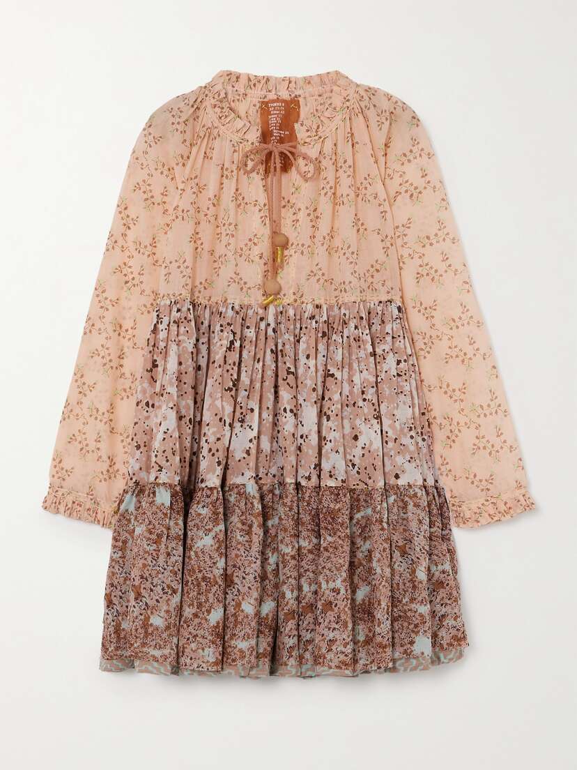 Yvonne S + Net Sustain Tiered Printed Cotton-voile Mini Dress