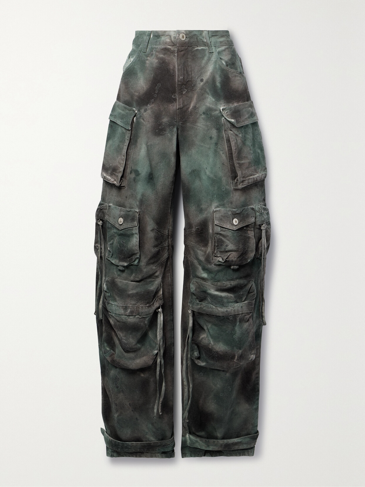 The Attico - Fern Distressed Printed Cotton-canvas Straight-leg Cargo Pants - Multi