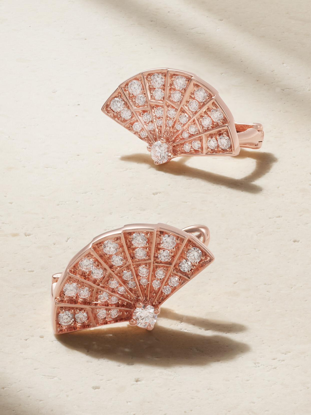 Garrard Fanfare Symphony 18-karat Rose Gold Diamond Earrings In Pink