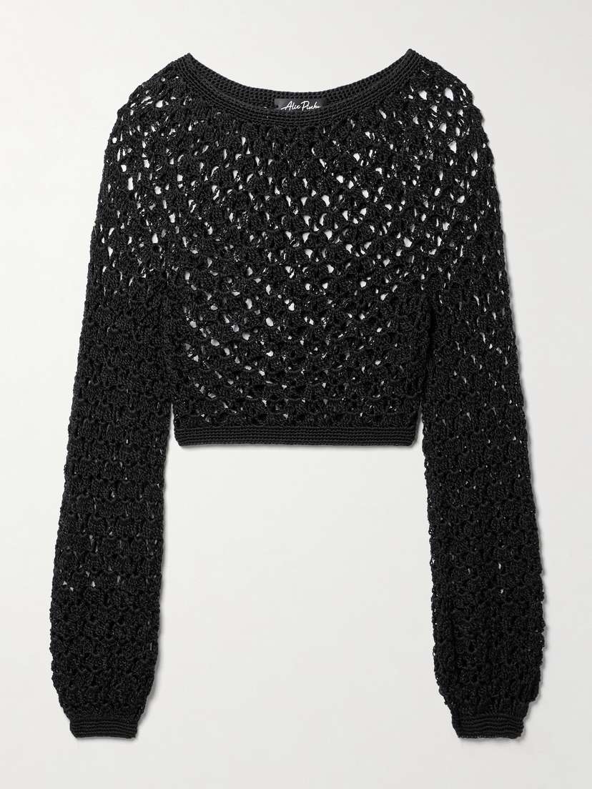 Alix Pinho Cropped Crocheted Cotton Top