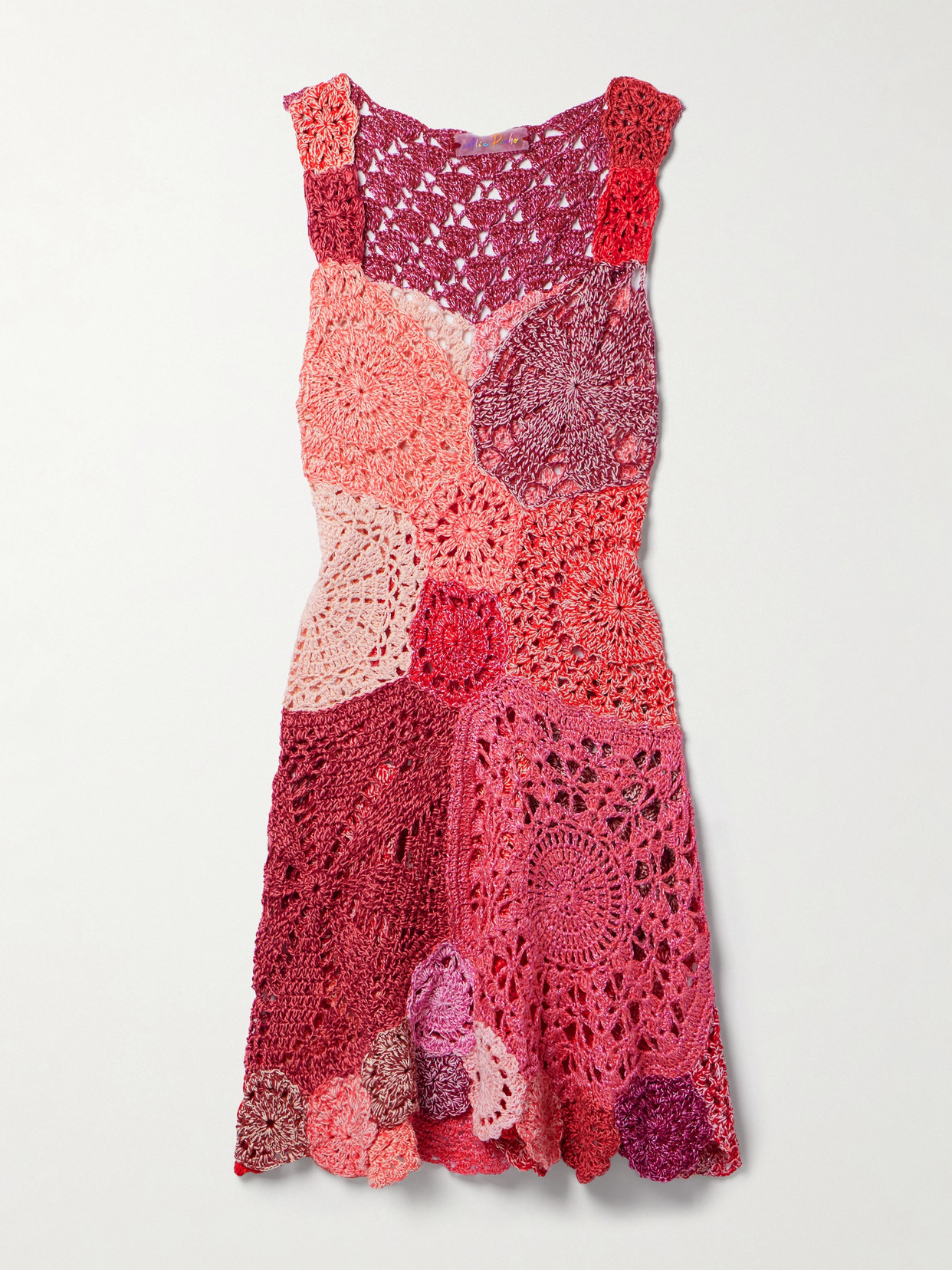 Alix Pinho - Mermaid Scalloped Metallic Crocheted Cotton Mini Dress - Multi