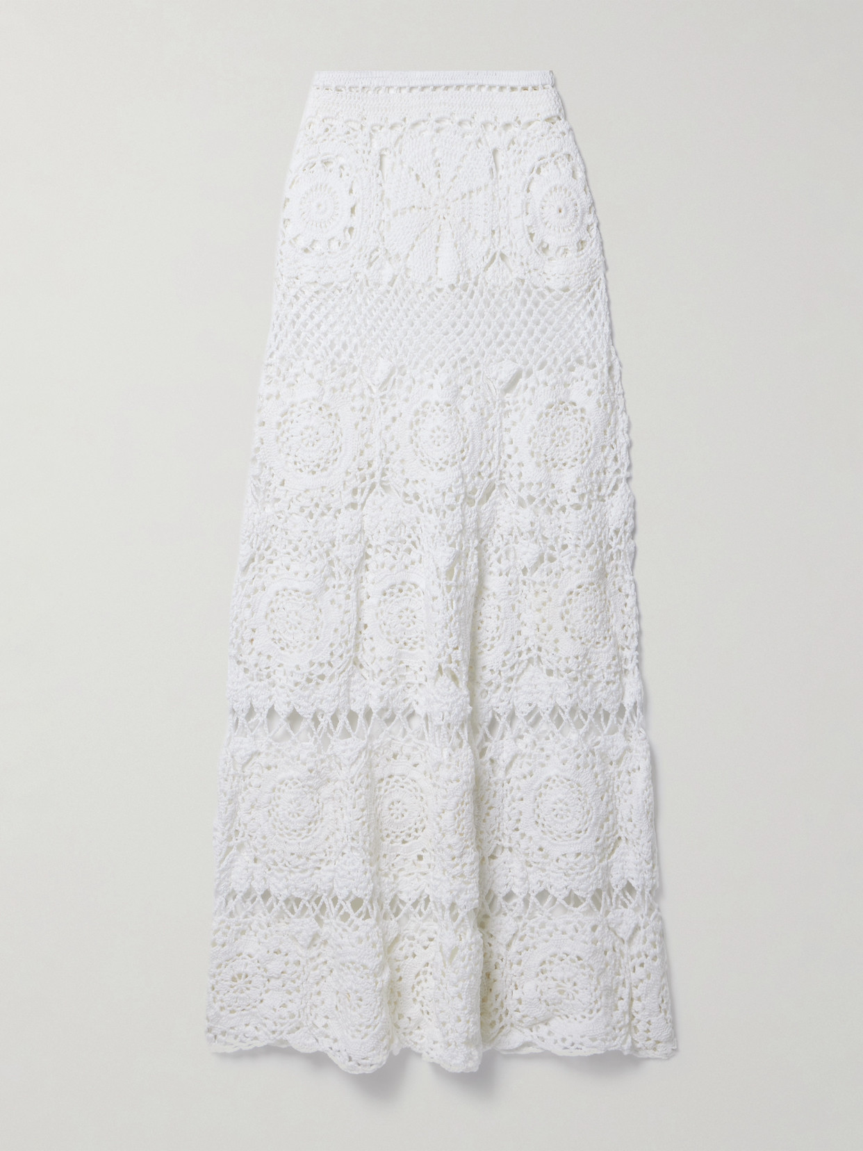 Alix Pinho Sirena Crocheted Cotton Maxi Skirt In White