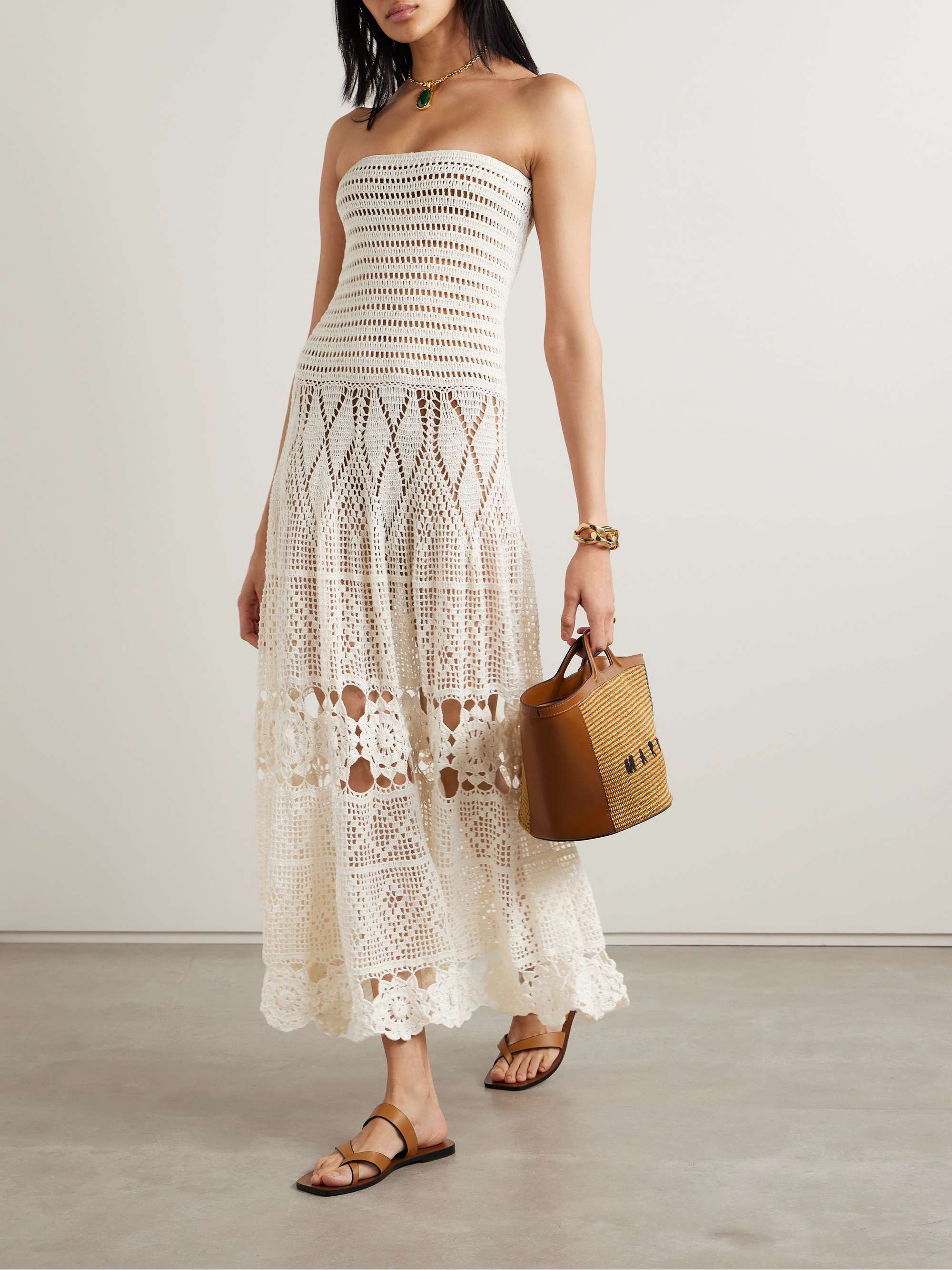 ALIX PINHO Joy strapless crocheted cotton coverup NETAPORTER