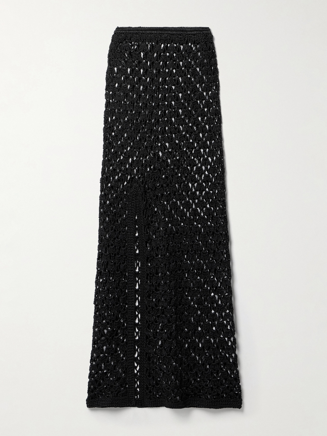 Alix Pinho Seashell Crocheted Maxi Skirt In Black