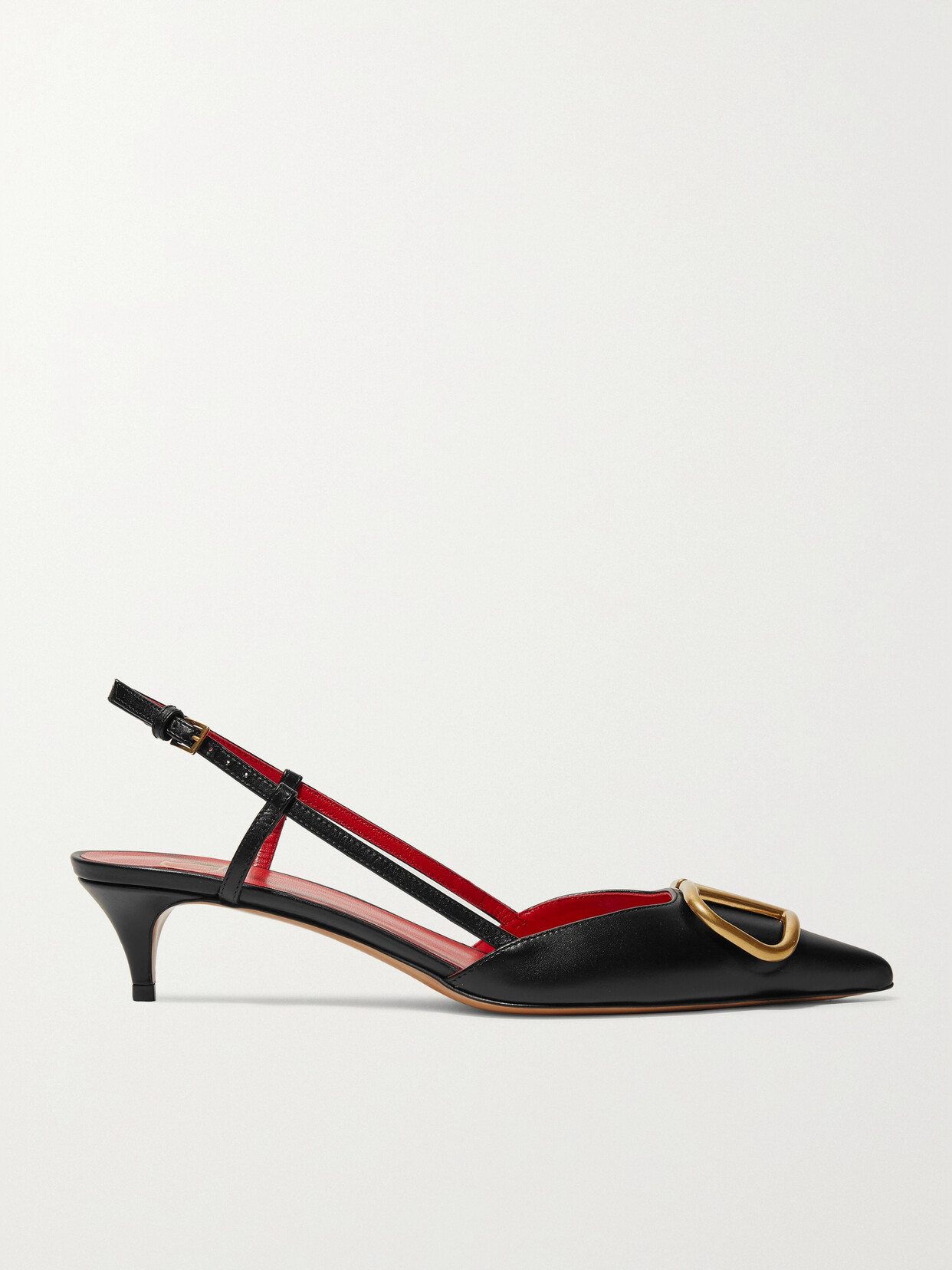 Shop Valentino Garavani Go Logo 40 Embellished Leather Slingback Pumps In Black