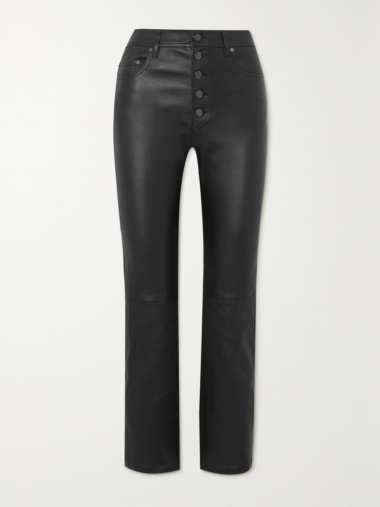 Joseph Den Cropped Leather Straight-leg Pants In Black