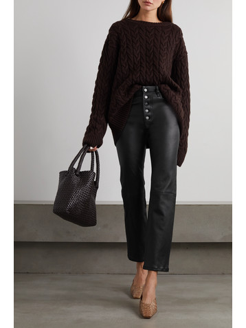 JOSEPH Den cropped leather straight-leg pants