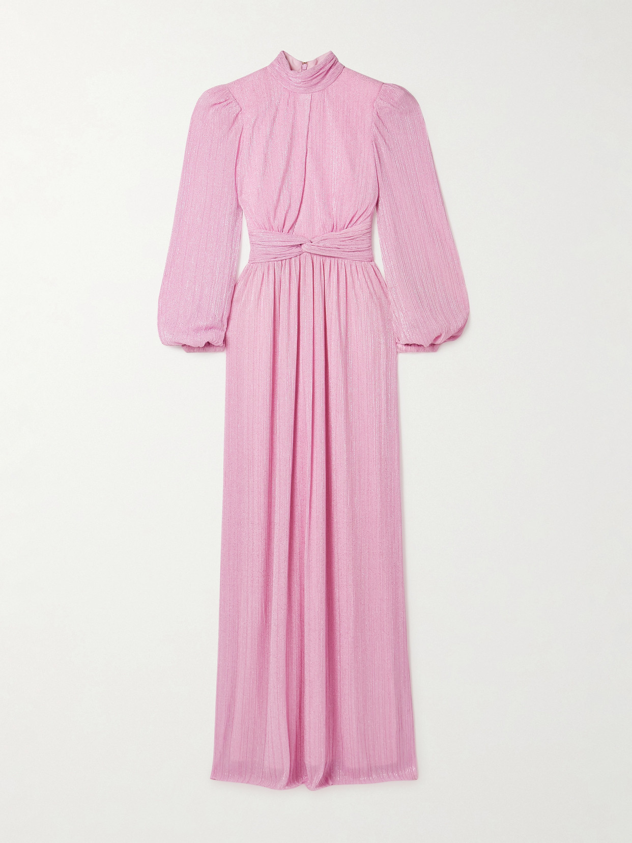 Rebecca Vallance Amal Cutout Metallic Recycled-crepon Gown In Pink