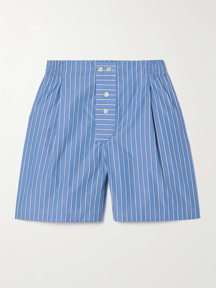 Sebline Pleated Striped Cotton-poplin Shorts