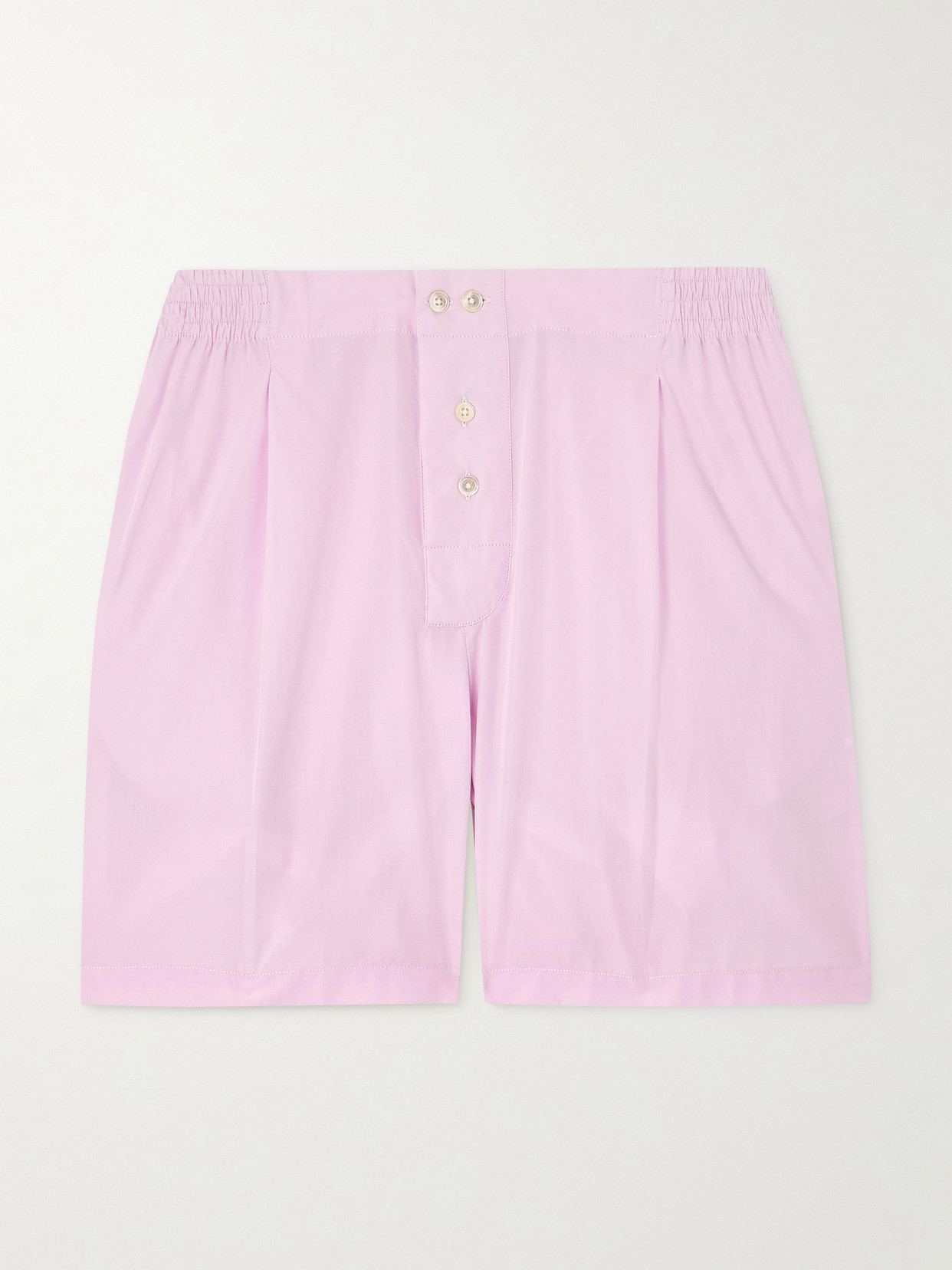 Sébline Pleated Cotton-poplin Shorts In Pink