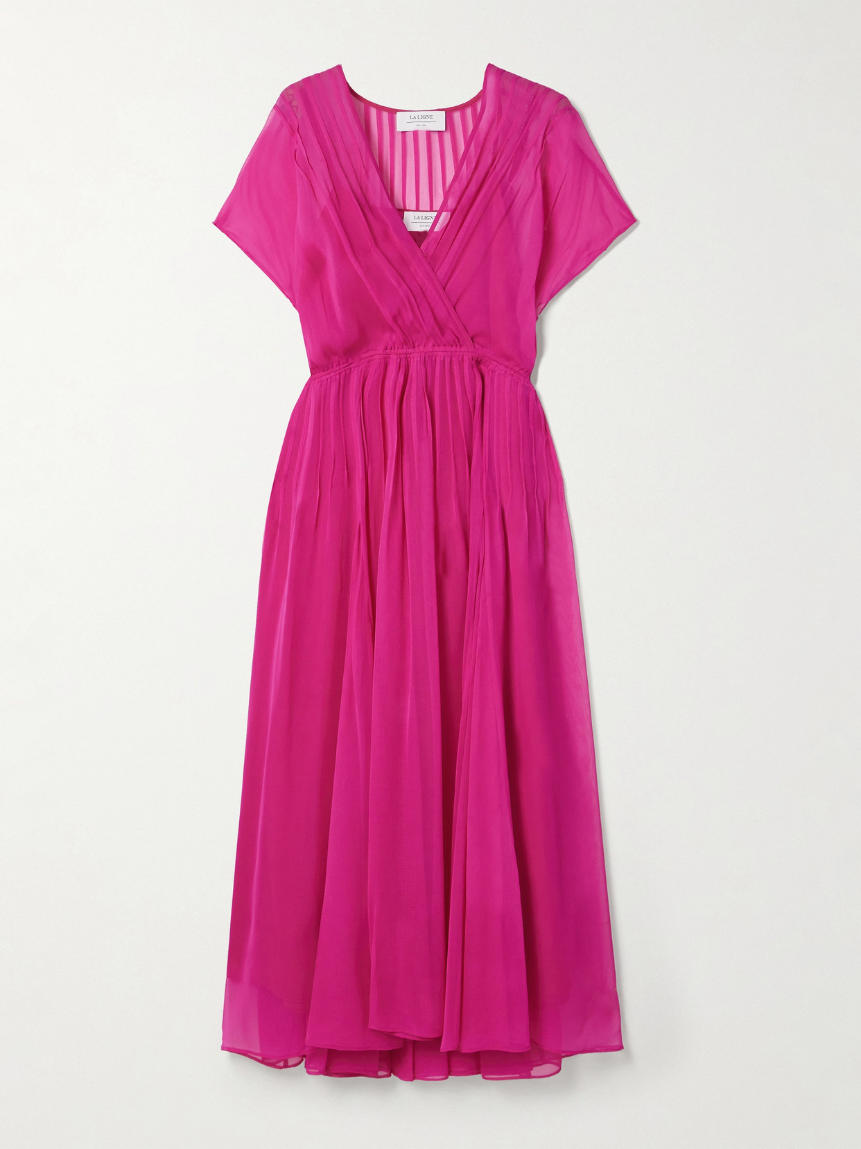 La Ligne Pintucked Silk-georgette Midi Dress In Pink