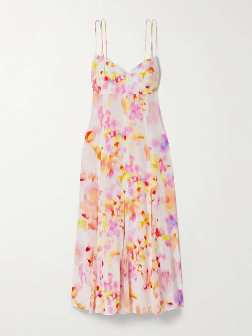 La Ligne Luca Printed Silk Midi Dress