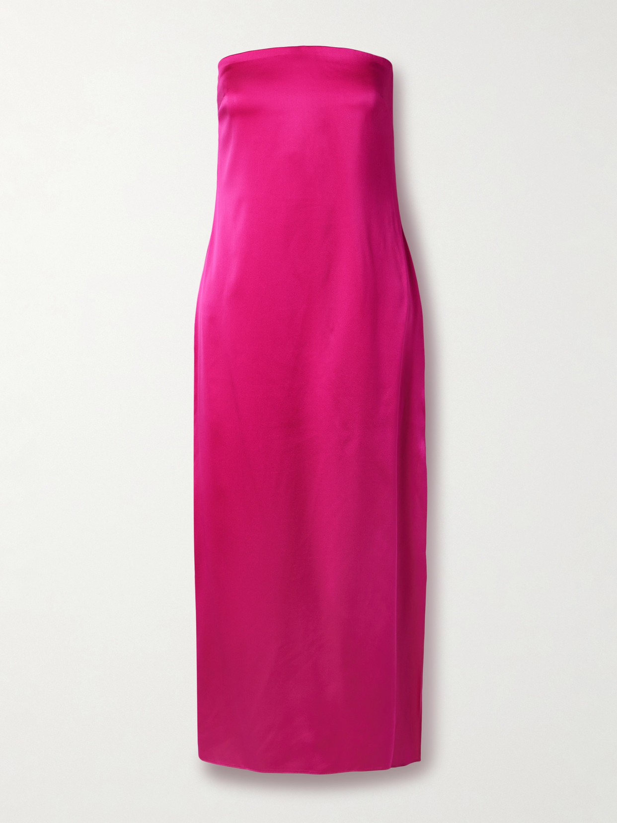 La Ligne Strapless Silk-satin Midi Dress In Pink