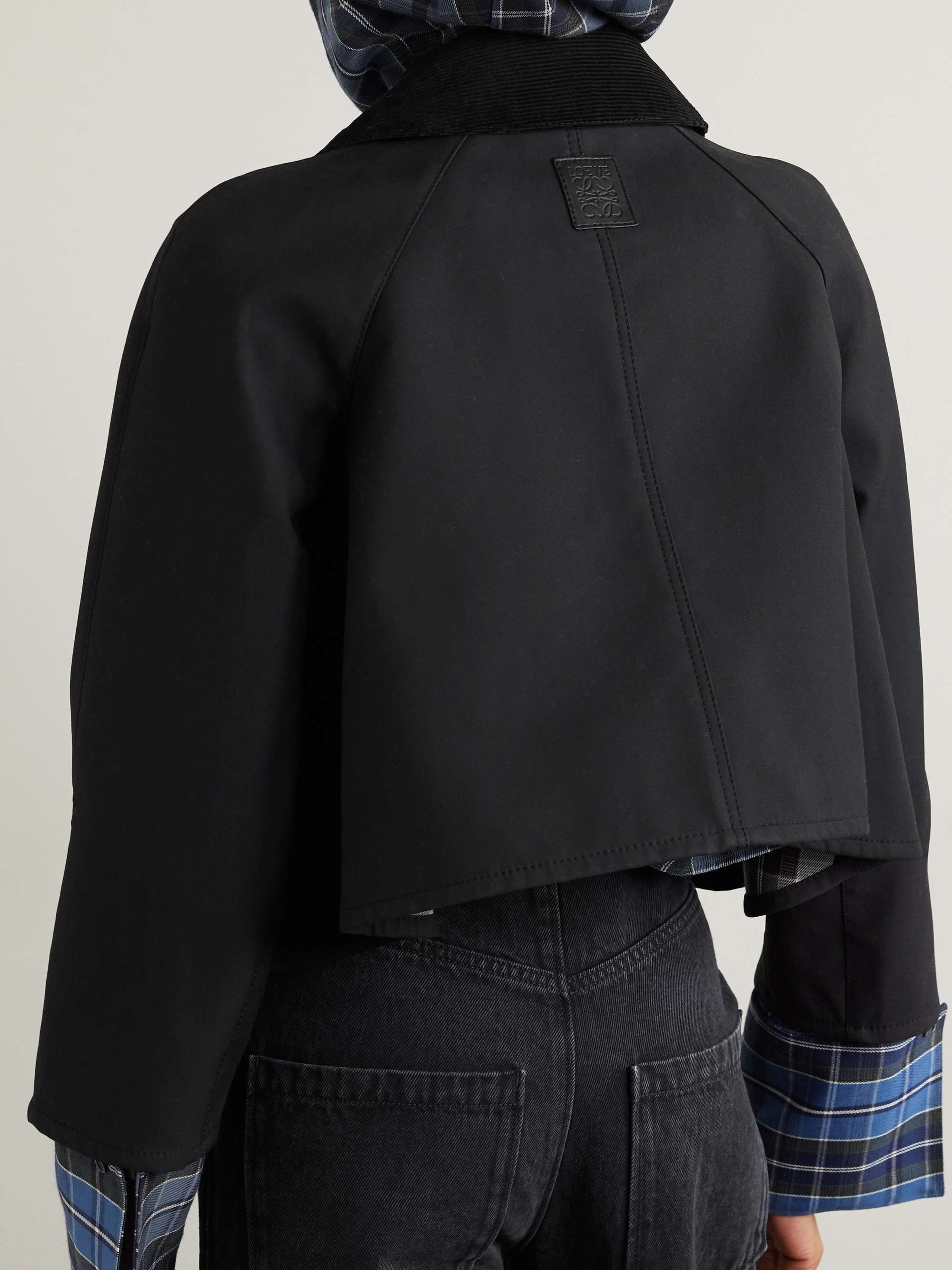 LOEWE Cropped corduroy-trimmed waxed cotton-canvas jacket
