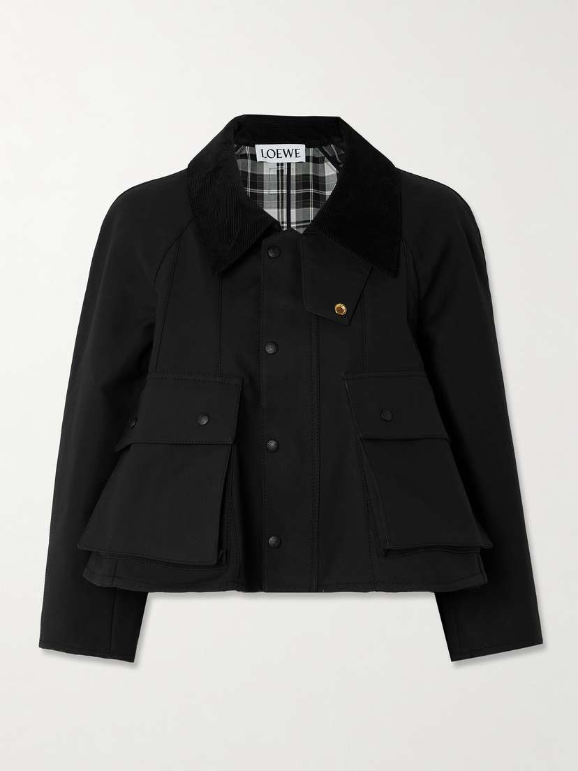 Loewe Cropped Corduroy-trimmed Waxed Cotton-canvas Jacket