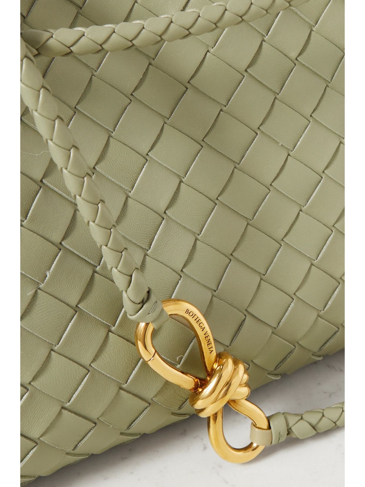 Bottega Veneta Andiamo Small Intrecciato Leather Tote In Green