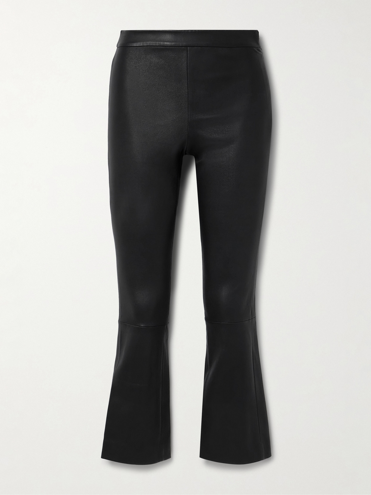 Theory - Cropped Leather Flared Pants - Black