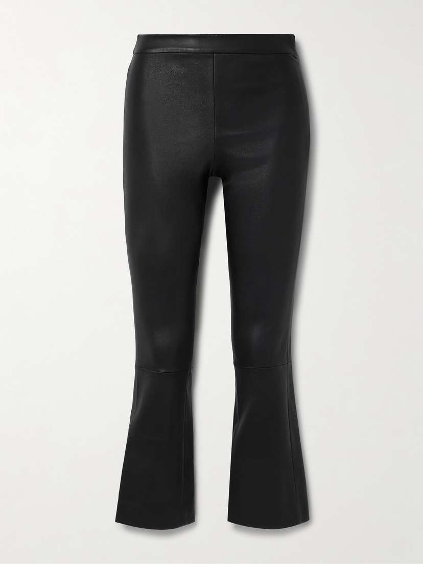 Theory Cropped Leather Flared Pants