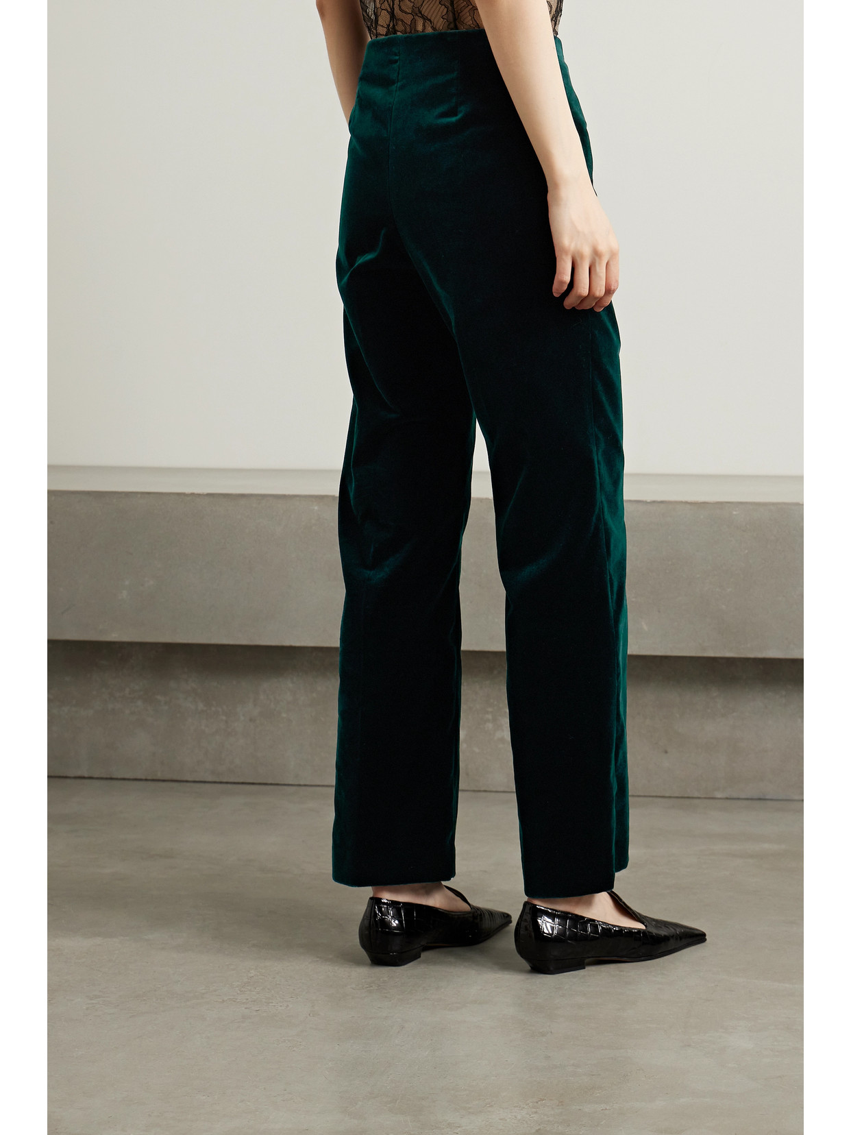 Shop Loro Piana Niklas Cotton-blend Velvet Wide-leg Pants In Green