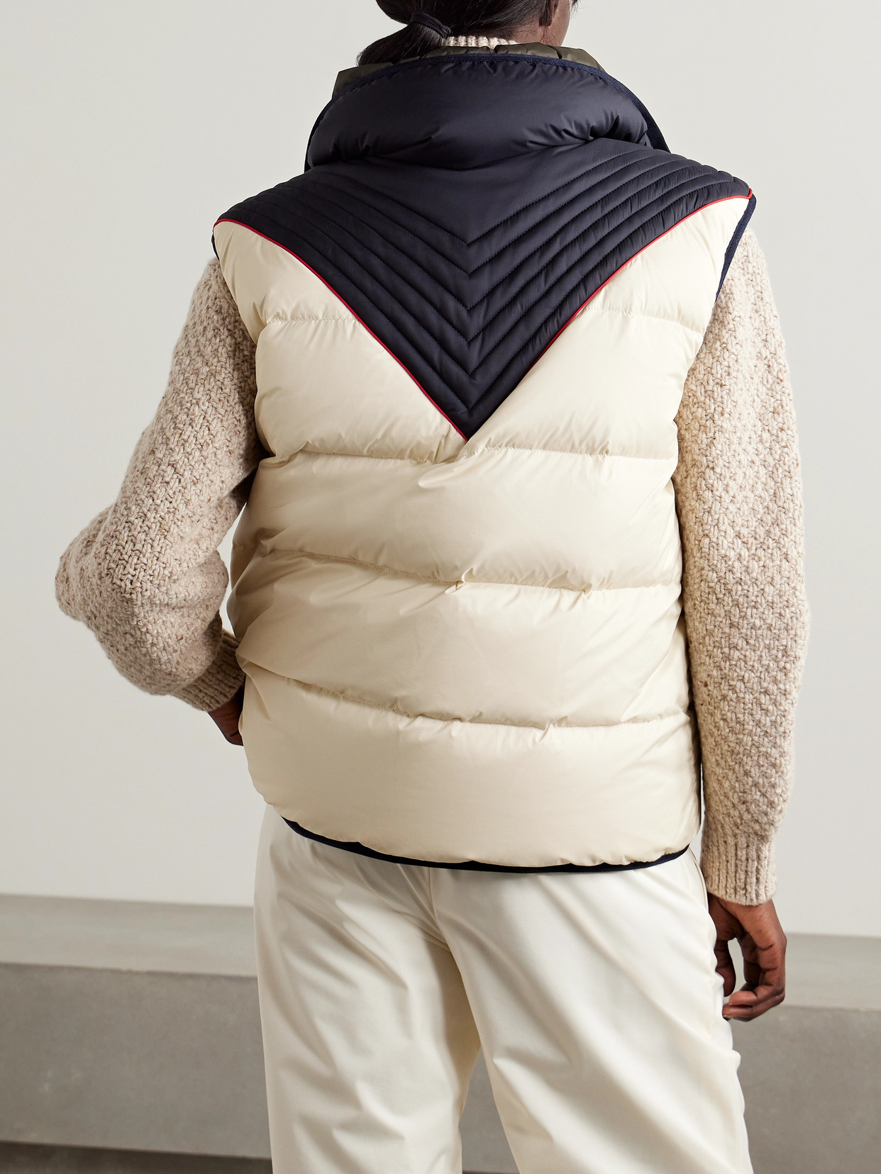 Loro Piana Andry Reversible Two-tone Quilted Shell Down Vest In Off-white