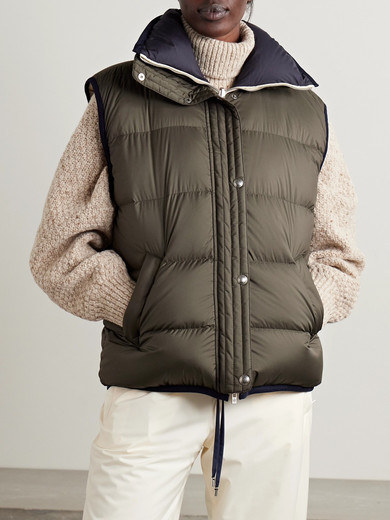 Shop Loro Piana Andry Reversible Two-tone Quilted Shell Down Vest In Off-white