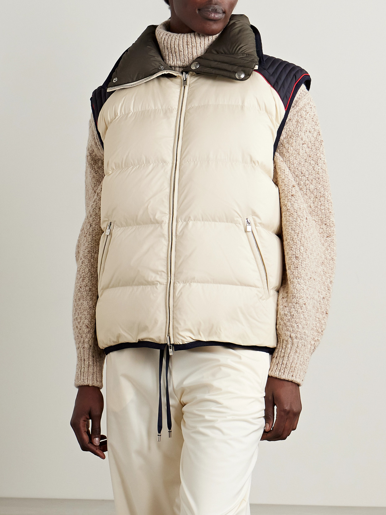 Shop Loro Piana Andry Reversible Two-tone Quilted Shell Down Vest In Off-white