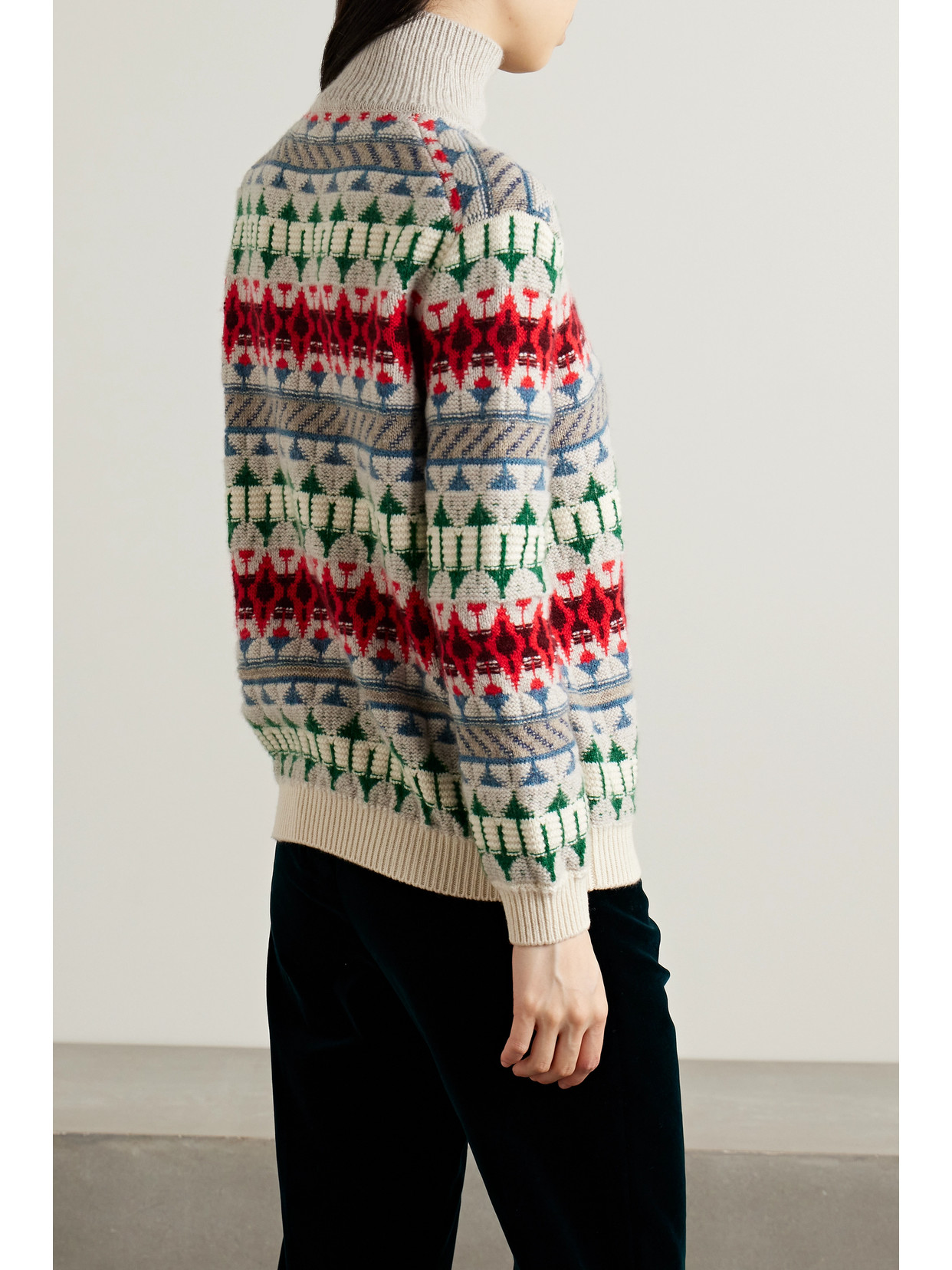 Shop Loro Piana Holiday Noel Cashmere-jacquard Turtleneck Sweater In Multi