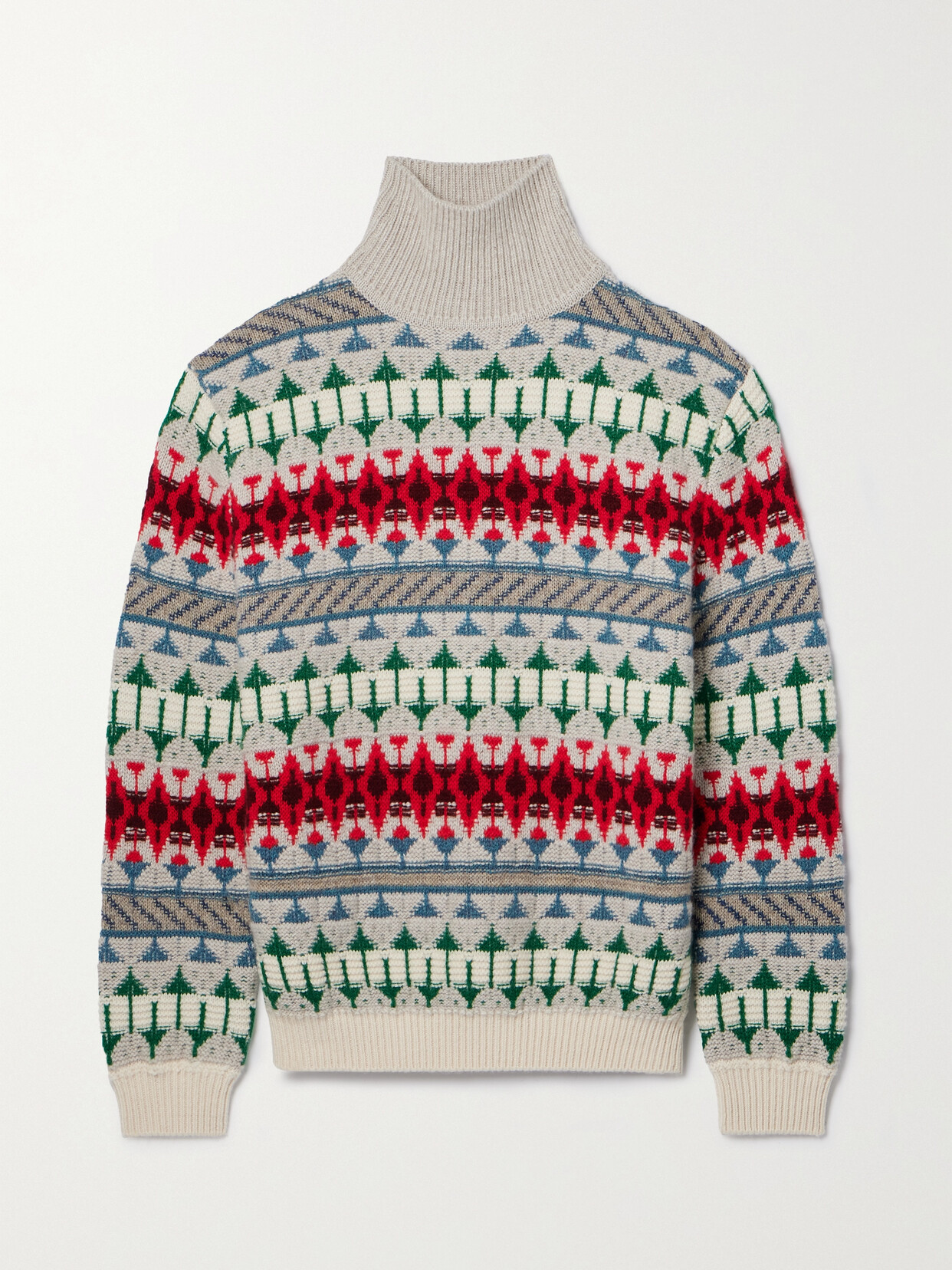 Shop Loro Piana Holiday Noel Cashmere-jacquard Turtleneck Sweater In Multi