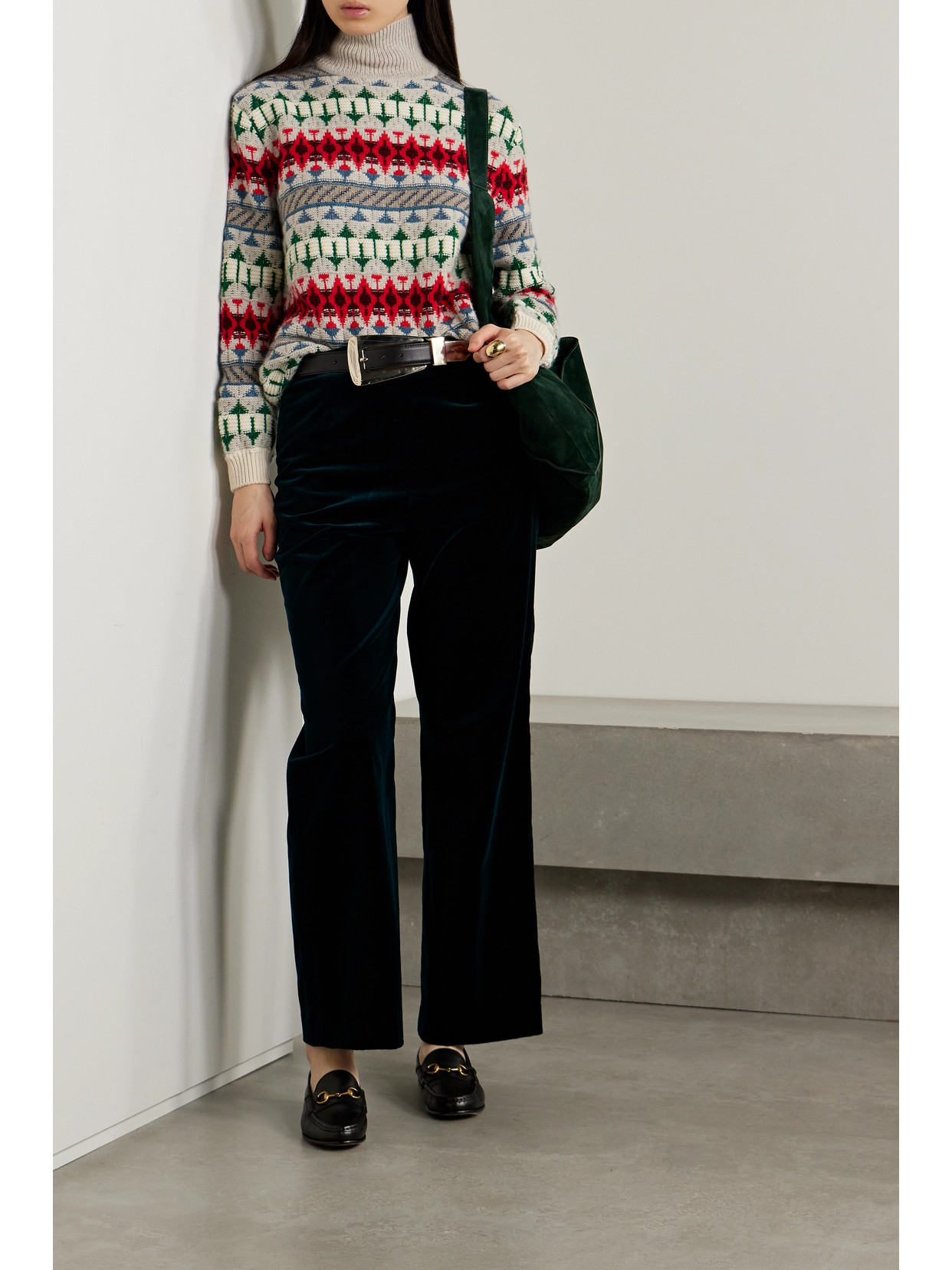 Shop Loro Piana Holiday Noel Cashmere-jacquard Turtleneck Sweater In Multi