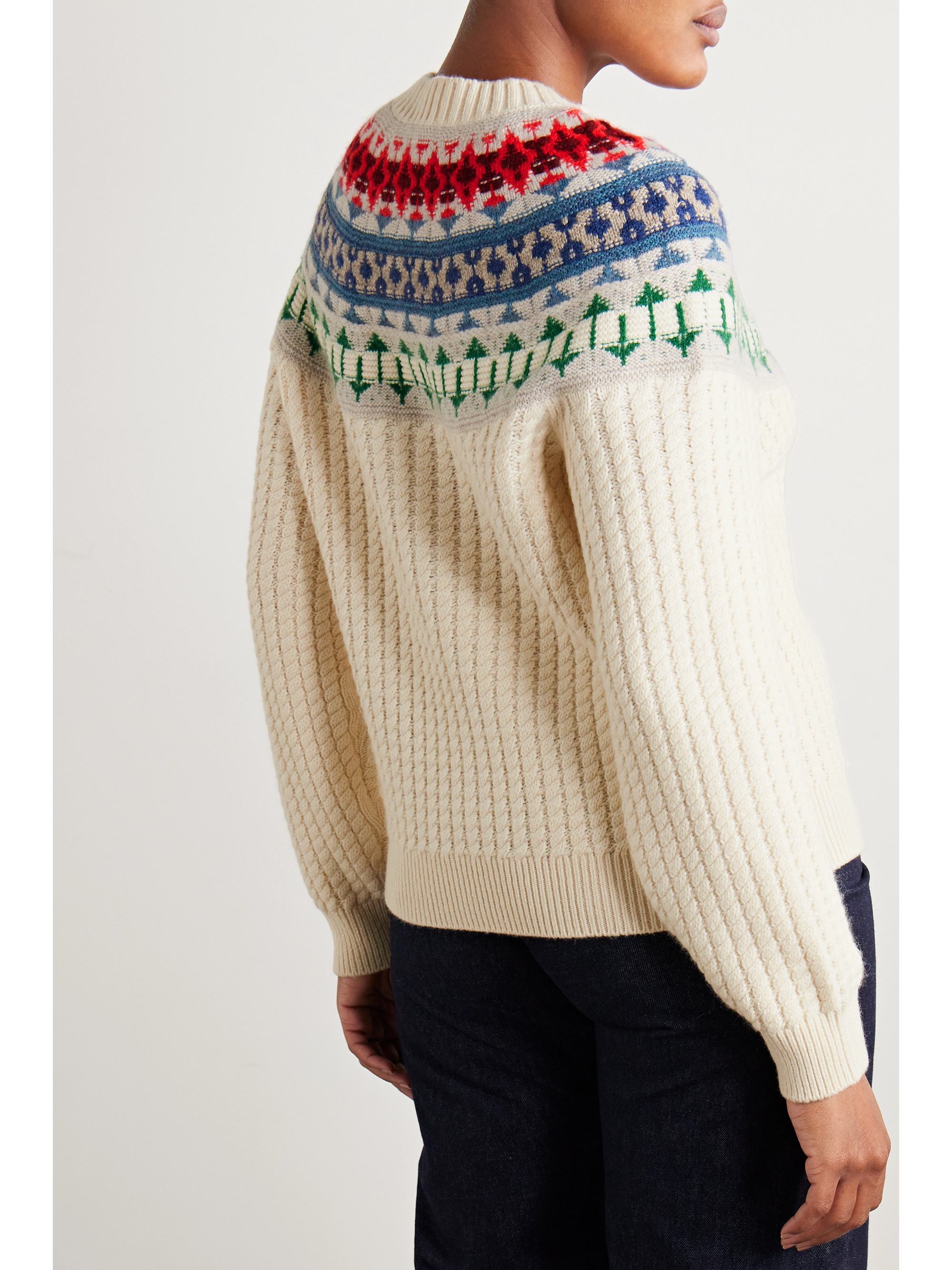 Loro Piana Noel Fair Isle cable-knit cashmere sweater thumbnail