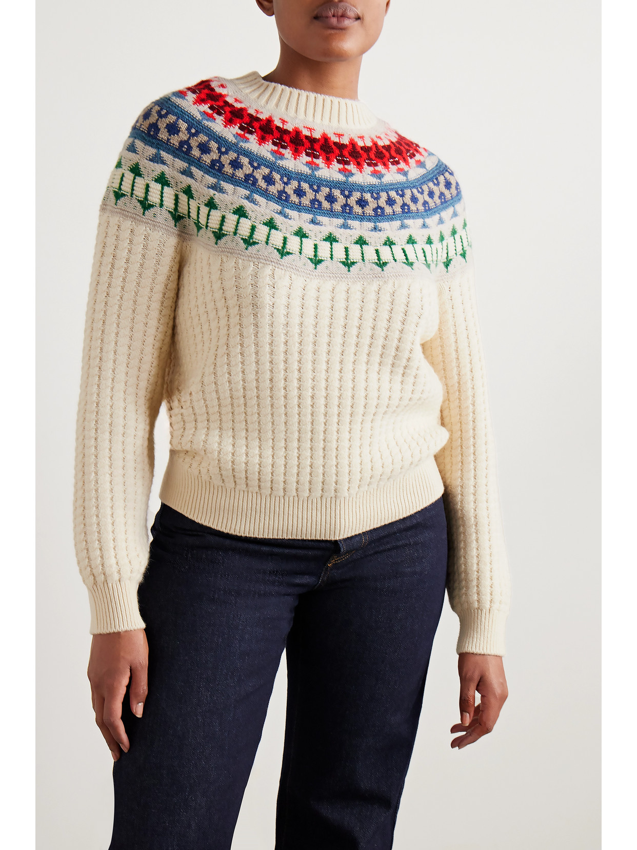 Noel Fair Isle Cable-Knit Cashmere Sweater