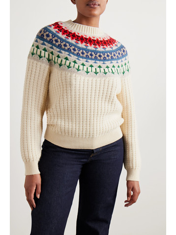 Loro Piana Noel Fair Isle cable-knit cashmere sweater