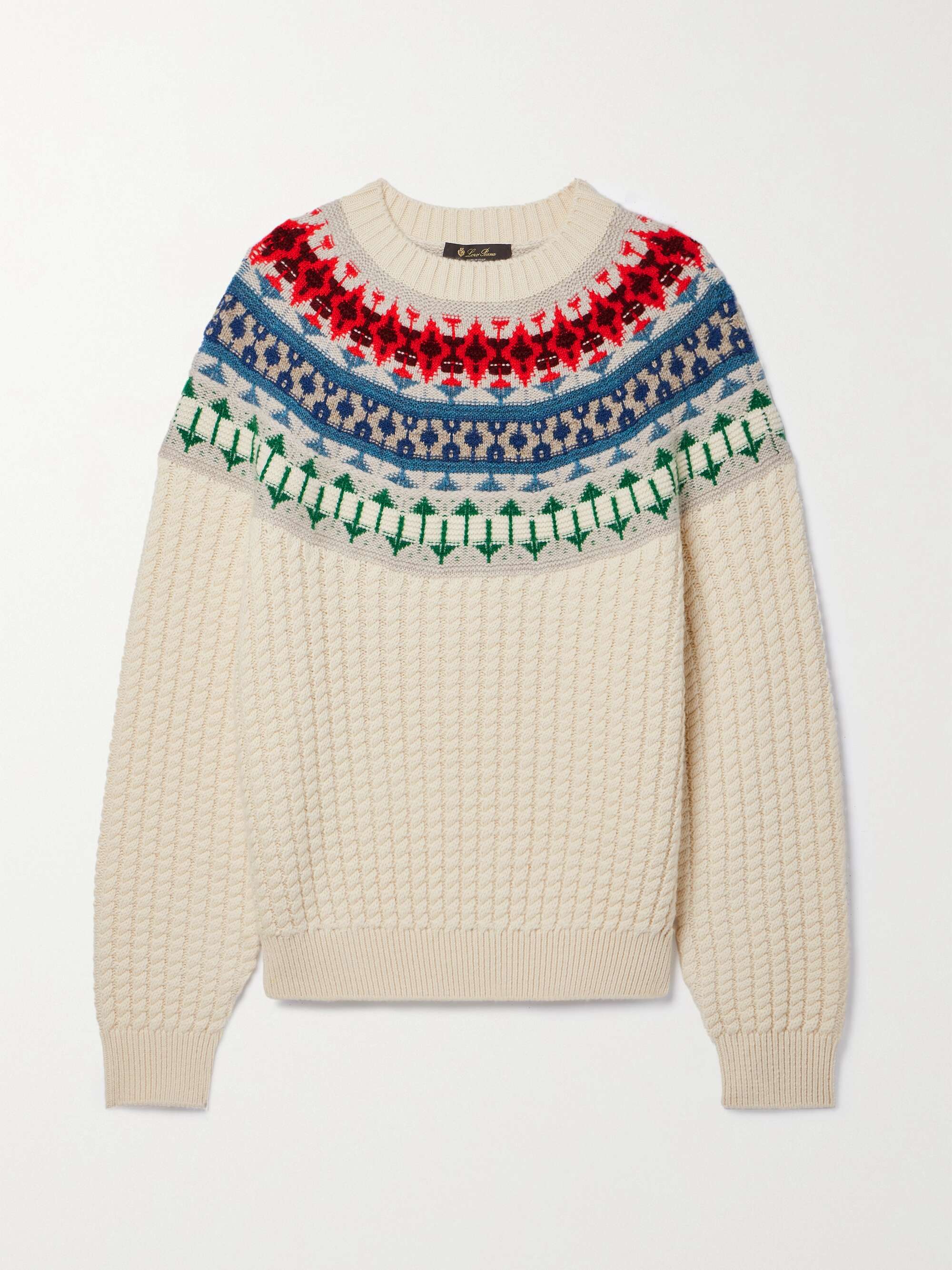 Noel Fair Isle cable knit cashmere sweater multi x small