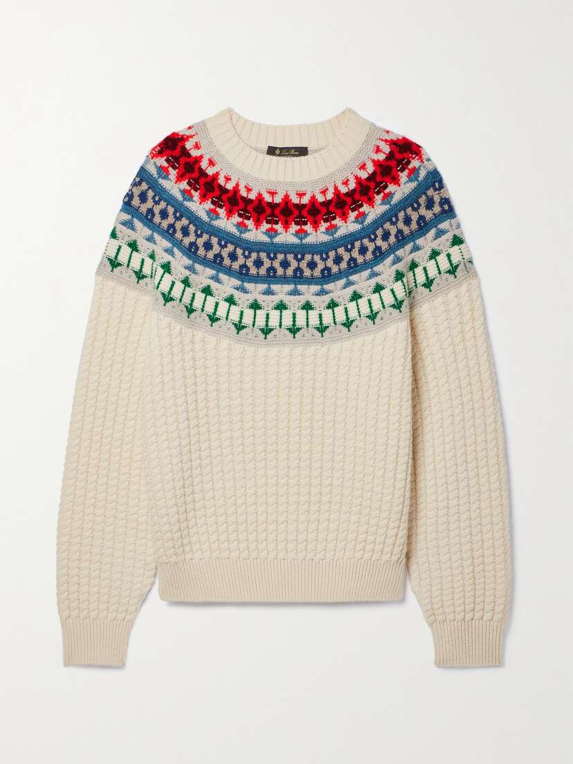 Loro Piana Noel Fair Isle Cable-knit Cashmere Sweater