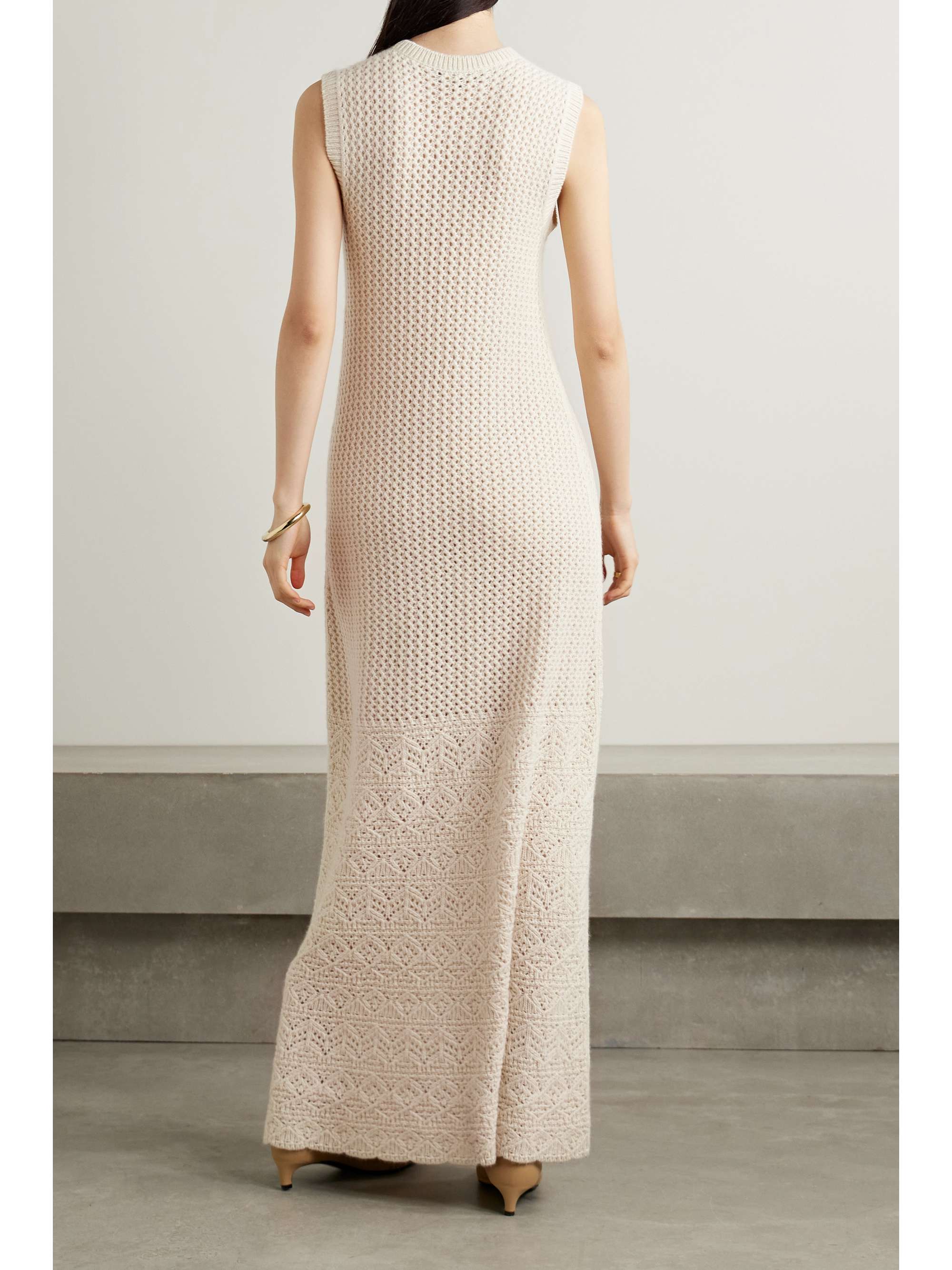LORO PIANA Engadin pointelleknit cashmere maxi dress NETAPORTER