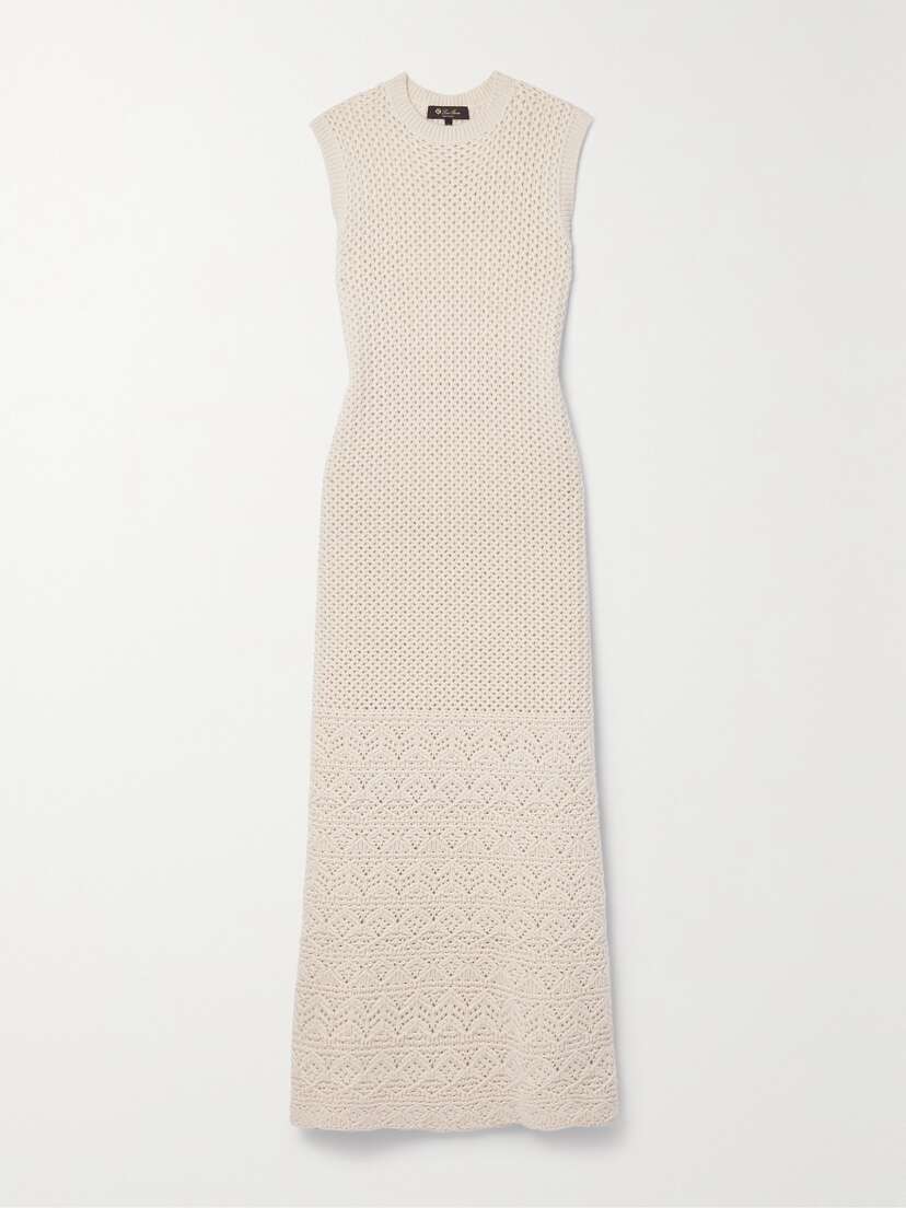Loro Piana Engadin Pointelle-knit Cashmere Maxi Dress