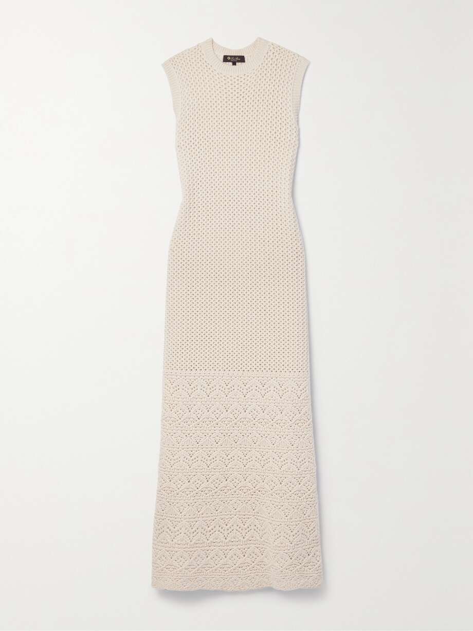 engadin pointelle-knit cashmere maxi dress